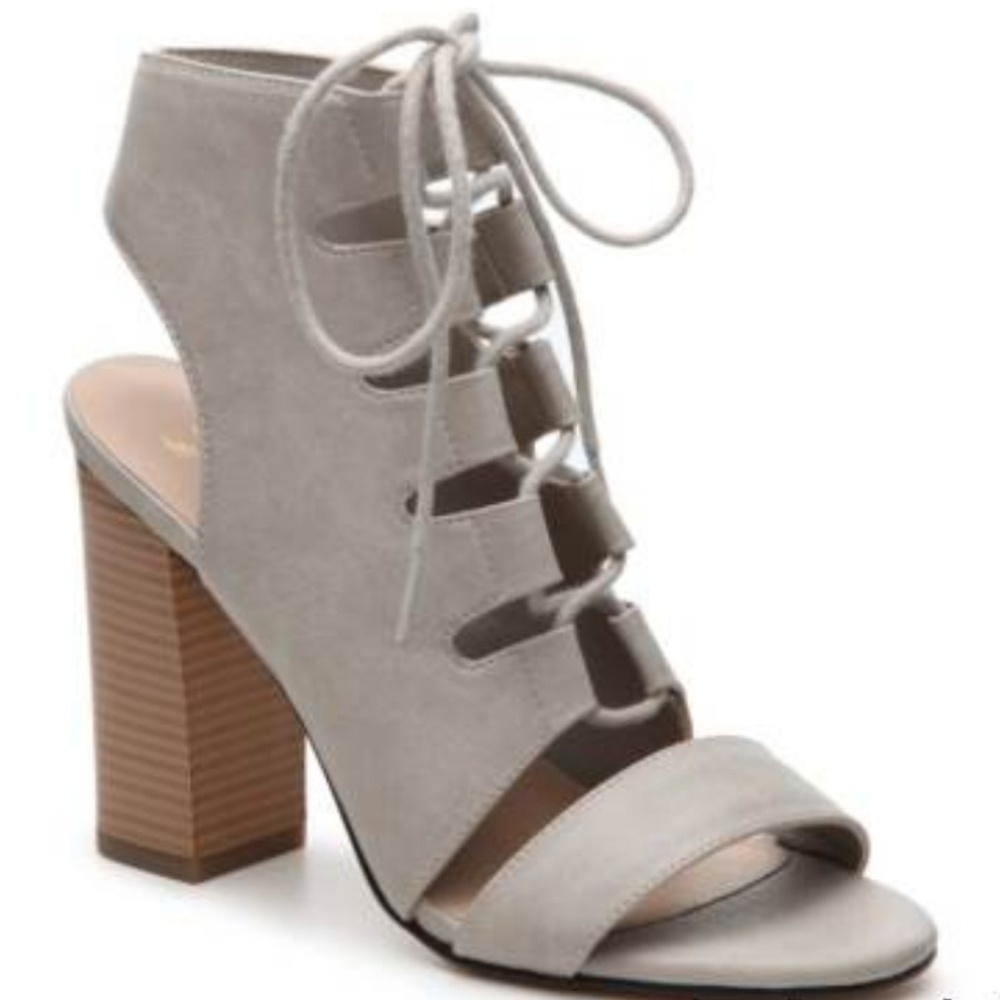 Mix No. 6 taupe lace-up sandal w/block heel